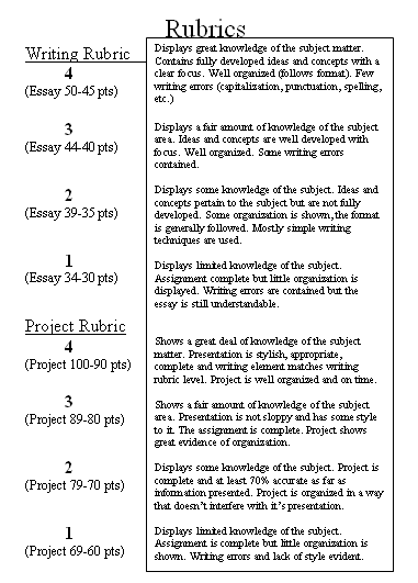 Book in a bag book report rubric